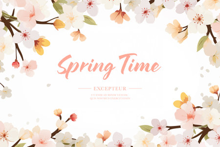 Cherry blossom background with place for text. vector illustration.のイラスト素材