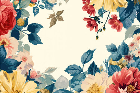 Vintage floral background with hand drawn flowers. Vector Illustration.のイラスト素材