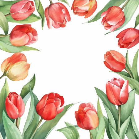 Watercolor tulips on a white background. Hand drawn illustration.のイラスト素材
