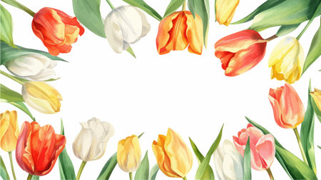 Tulips. Spring flowers on white background. Vector illustration.のイラスト素材