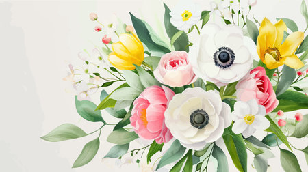 Floral background with spring flowers. Vector illustration for your design.のイラスト素材