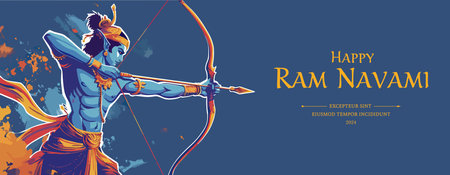 Happy Rama with bow and arrow. Happy Rama vector illustration.