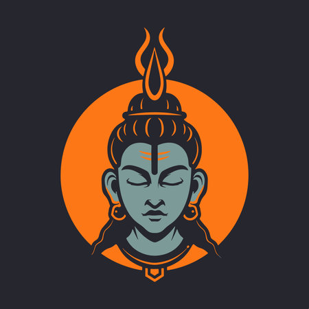 Buddha head vector icon. Vector illustration isolated on dark background.のイラスト素材