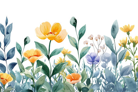 Seamless pattern with watercolor flowers. hand-drawn illustration.のイラスト素材