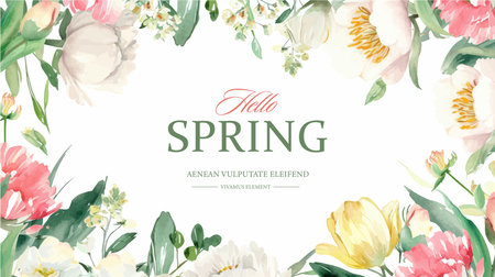 Watercolor spring background with flowers. Vector Illustration. EPS10のイラスト素材