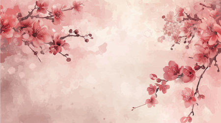 Cherry blossom spring flower background in watercolor style. Vector illustration.のイラスト素材