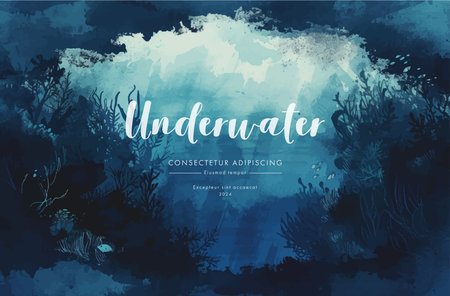 Underwater background. Underwater world. Underwater world. Vector illustration.のイラスト素材