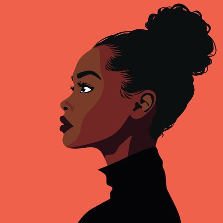 Portrait of young African American woman. Vector illustration.のイラスト素材