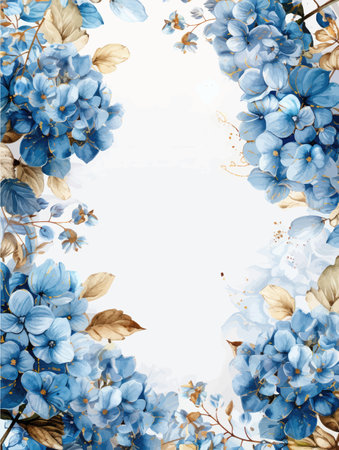 Blue hydrangea flowers on white background. Greeting card.のイラスト素材