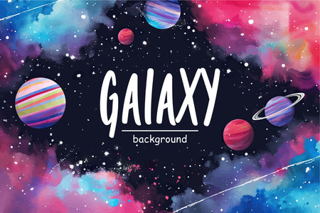 Galaxy background with planets, stars and nebula. Vector illustrationのイラスト素材