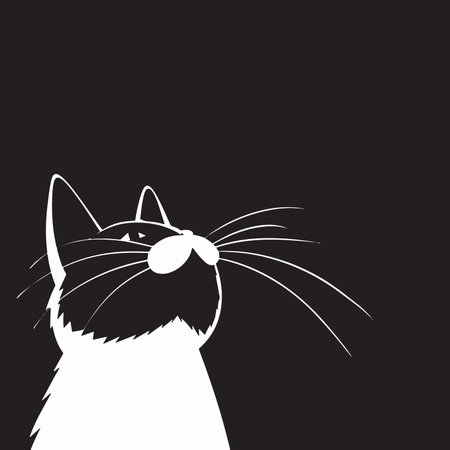 Illustration of a cat on a black background. Vector illustration.のイラスト素材