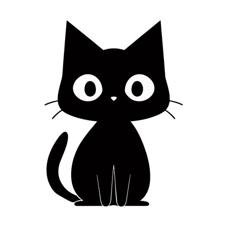 cute cat animal isolated icon vector illustration design black and whiteのイラスト素材