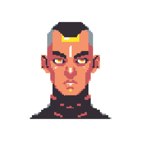 Pixel art style portrait of a bald man with freckles.のイラスト素材