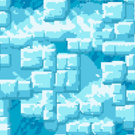 Seamless pixelated background with snowflakes, vector illustrationのイラスト素材