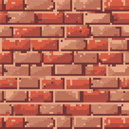 Brick wall seamless pattern. Vector illustration in pixel art style.のイラスト素材