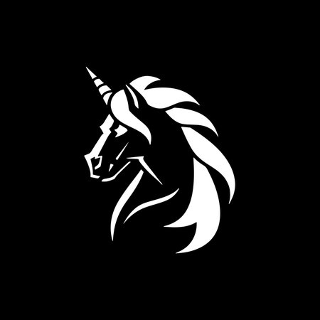 Unicorn head   template vector icon illustration design isolated on black backgroundのイラスト素材