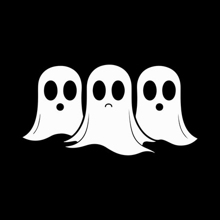 ghost icon. Flat Vector illustration. White on the black background.のイラスト素材