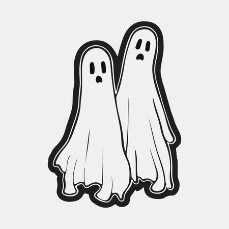 Vector illustration of a pair of ghosts isolated on a white background.のイラスト素材