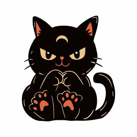 Cute black cat with two paws. Vector illustration for your designのイラスト素材