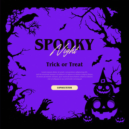 Halloween Party Flyer Template. Vector Illustration EPS10.のイラスト素材