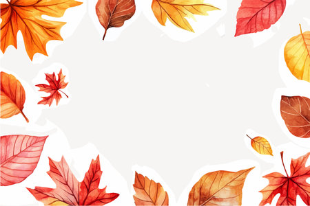 Watercolor autumn leaves background. Hand drawn vector illustration. Design for greeting card, poster, banner, invitation.のイラスト素材