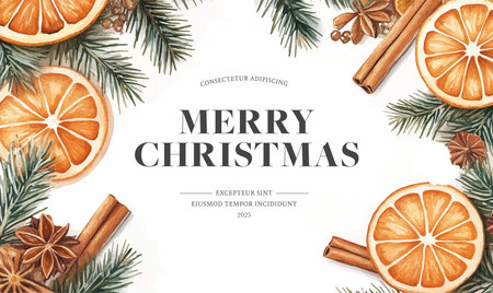 Merry Christmas and Happy New Year Greeting Card. Vector illustrationのイラスト素材