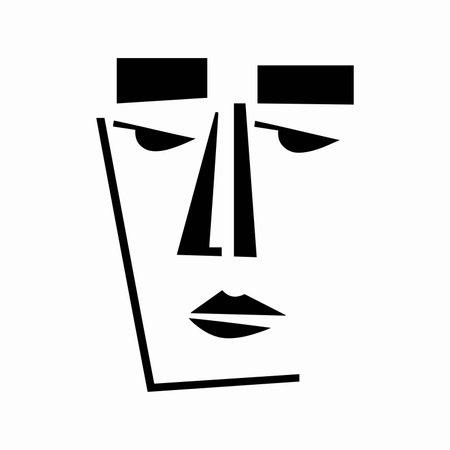 Vector illustration of the face of a man in a mask with different emotions.のイラスト素材