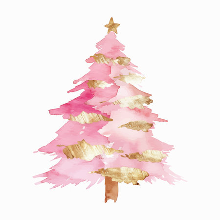 Watercolor Christmas tree. Hand painted watercolor illustration isolated on white background.のイラスト素材