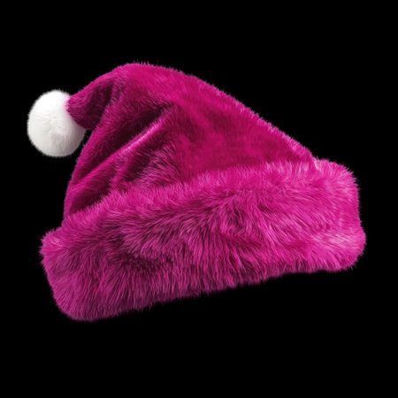Santa Claus red hat isolated on black background. 3d illustration.の写真素材