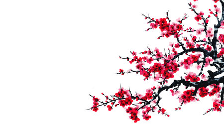 Cherry blossom sakura branch isolated on white background. Vector illustration.のイラスト素材