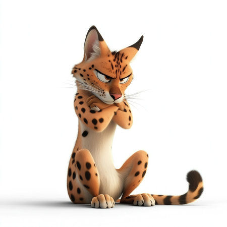Leopard cat isolated on white background. 3D illustration, clipping path
