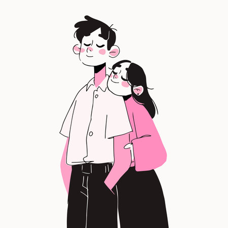 Vector illustration of a loving couple. The guy hugs the girl.のイラスト素材