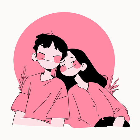 Couple in love. Vector illustration in a flat style on white background.のイラスト素材
