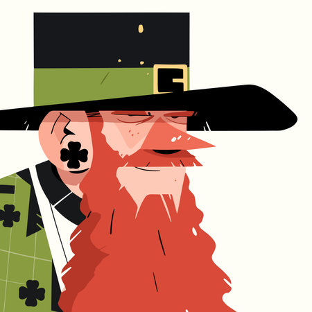 Vector illustration of St. Patrick's Day. Irish man with hat and beard.のイラスト素材