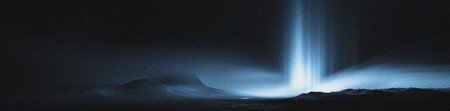 Digital composite of Night landscape with a waterfall and mountains in the backgroundの写真素材