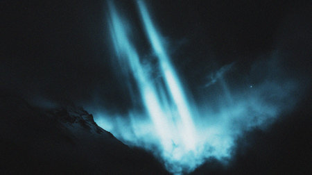 Aurora borealis in the night sky, North Caucasus, Russia