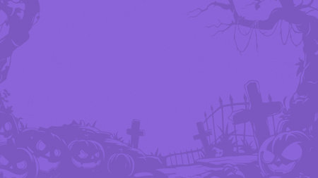 Halloween background with pumpkins and cemetery. Vector Illustration.のイラスト素材