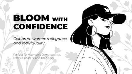 Vector illustration of a girl in a cap and sunglasses on a floral background.のイラスト素材