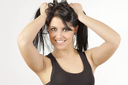 happy natural active woman smiling and having funの写真素材