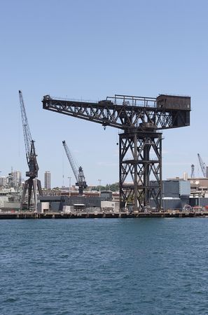 Large 150 ton dockyard craneの写真素材
