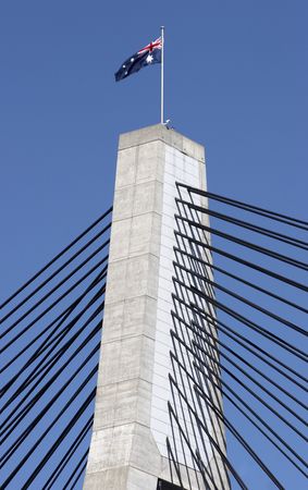 Bridge Pylon and cablesの写真素材