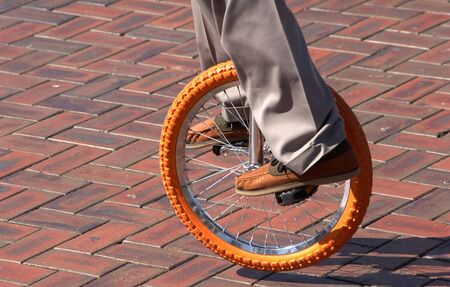 Performer on an unicycleの写真素材