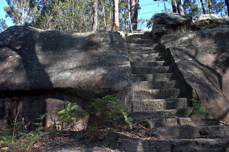 Hand carved steps carved out of rockの写真素材
