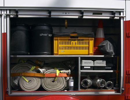 Fire Engine Equipment Lockerの写真素材