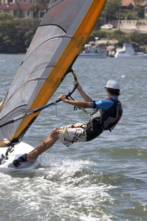 Sailboarder leaningの写真素材