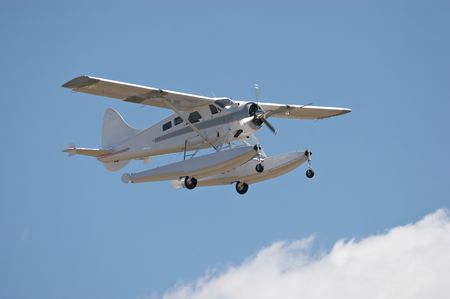Amphibious landing aircraft in flightの写真素材