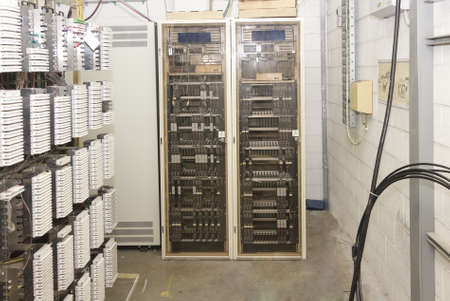 A telecommunications room and equipmentの写真素材