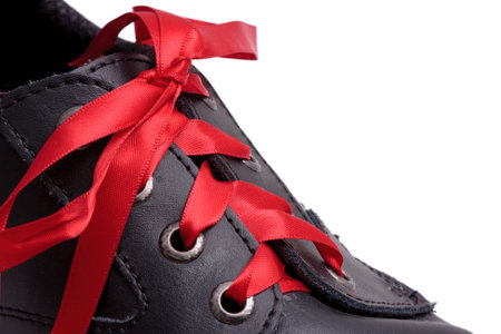 Shoe with red laces