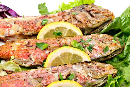 Fried Koutsomoures Greek Fishの写真素材