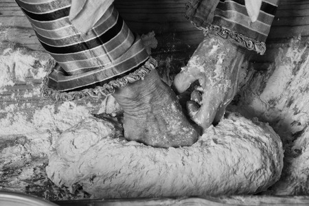 Greek traditional bread or pie making retro